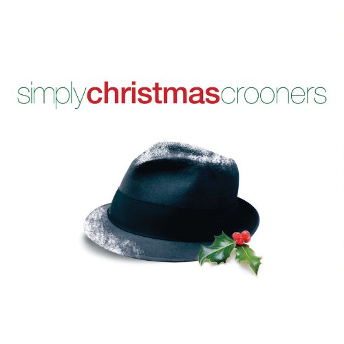"CD cover with black fedora hat and 'simply christmas crooners' text on white background."
