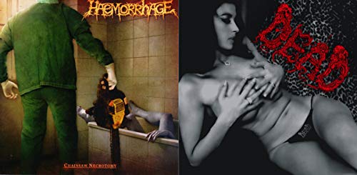 The alt text is: "Two dark album covers, one with a woman on a rail."
