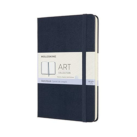 Moleskine Medium Size 11.5 x 18 cm Art Sketchbook, Sketchbook for Drawings, Paper Suitable for Pencils, Pastels, Fountain Pens and Markers, Hard Cover, Colour Sapphire Blue, 88 Pages