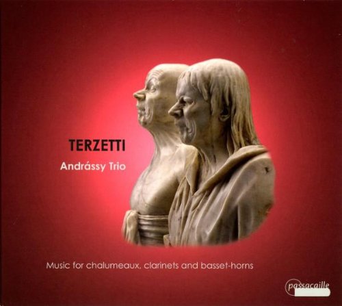 CD cover with three stone busts on a red background, titled "Terzetti".