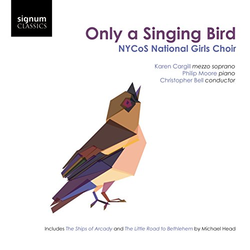 "Album cover with geometric bird illustration and text on a white background."