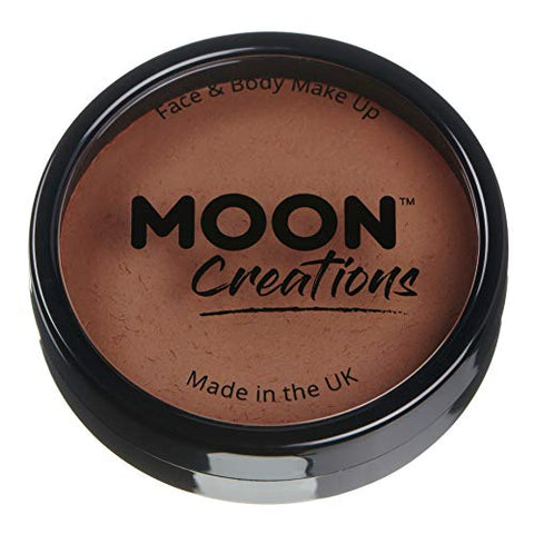 Pro Face & Body Paint Cake Pots by Moon Creations - Mid Brown - Professional Water Based Face Paint Makeup for Adults, Kids - 36g