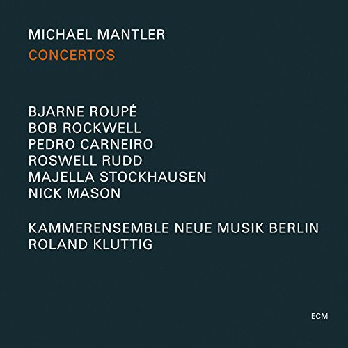 Dark blue album cover with white and orange text listing artists and ensemble.