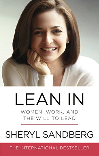 Book cover with a smiling woman and title "Lean In" by Sheryl Sandberg.