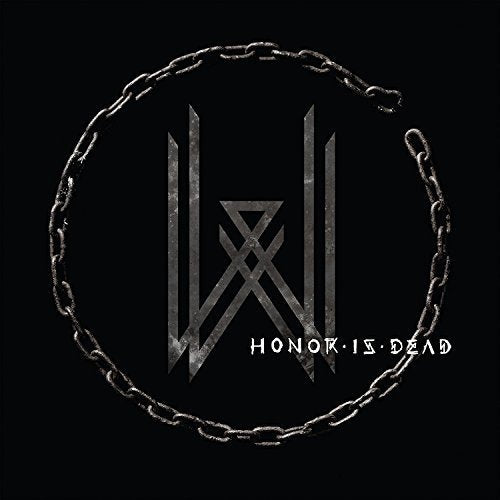 "Album cover with 'Wovenwar' logo and 'Honor Is Dead' text on a black background."