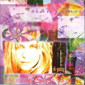 The image is a CD cover for "Sian James - Di-Gwsg". #### Alt text: "CD cover with a woman's face and abstract, colorful background."