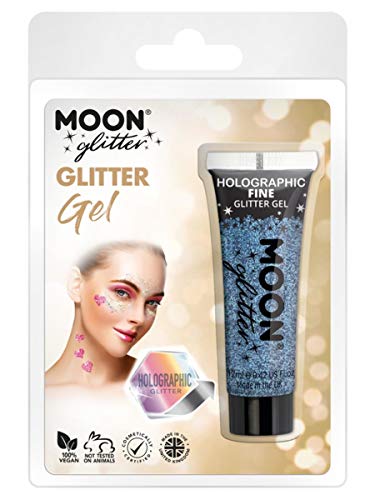 Smiffys Moon Glitter Holographic Fine Glitter Gel, Blue