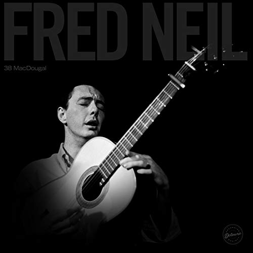 "Album cover featuring a black-and-white photo of a man holding a guitar."