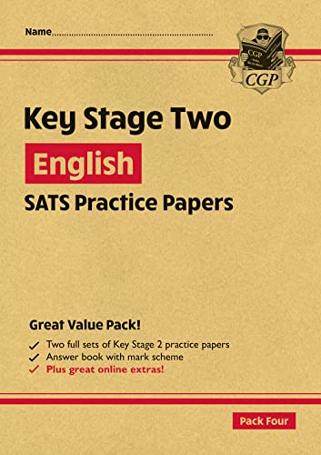KS2 English SATs practice paper book cover, tan background with red text.