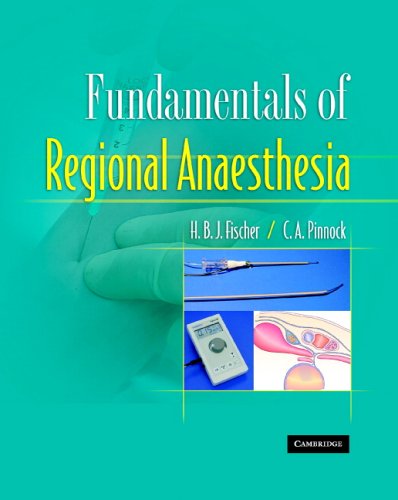 The image is a book cover for "Fundamentals of Regional Anaesthesia". Here is a concise description of the image in 15 words or less: Book cover with teal background, medical images, and title in white and yellow text.