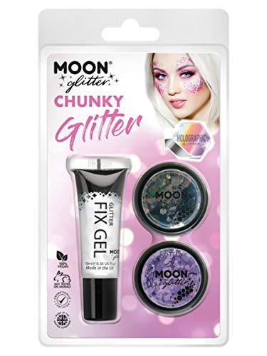 Smiffys Moon Glitter Holographic Chunky Glitter,