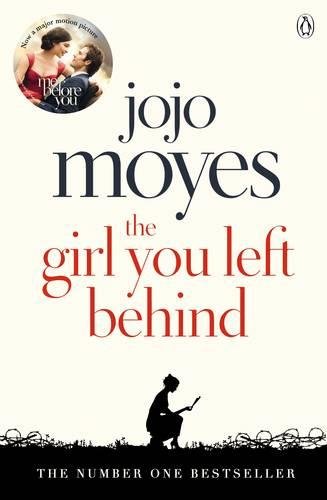 "Book cover with 'The Girl You Left Behind' title, red poppy, and author Jojo Moyes' name."