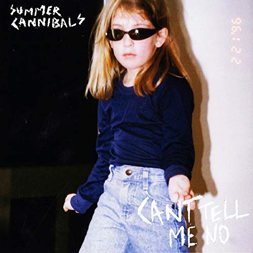 Album cover featuring a young girl wearing sunglasses and denim overalls against a dark background.