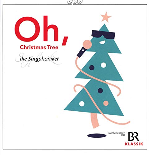 A Christmas CD cover featuring a cartoon Christmas tree wearing sunglasses and holding a microphone.