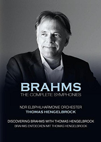 "Brahms: The Complete Symphonies DVD cover featuring a black-and-white portrait of Thomas Hengelbrock."
