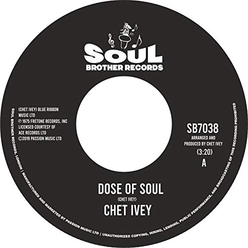 Black vinyl record with white text and Soul Brother Records logo on a white background.