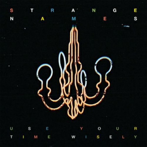 The image is a CD cover. "CD cover with abstract orange figure and multicolored text on a black background."