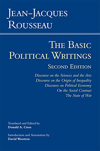 "Book cover with blue background and white text featuring Jean-Jacques Rousseau's name and title."