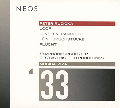"CD cover with white background, grey gradient bar, and text 'NEOS' and '33'."