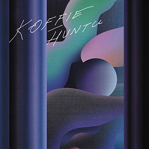 "Vinyl record cover with abstract, colorful design and 'Koffie Huntu' handwritten text."