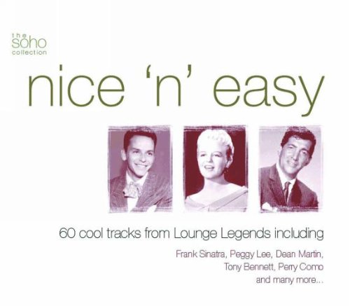 The image shows a CD cover with the title "nice 'n' easy" in green text. Here is a concise, descriptive alt text: "CD cover with 'nice 'n' easy' title and three vintage portraits."