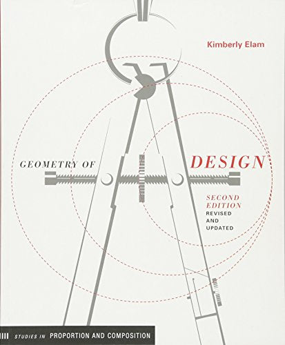 "Book cover with compass illustration, title 'Geometry of Design', and author's name 'Kimberly Elam'."