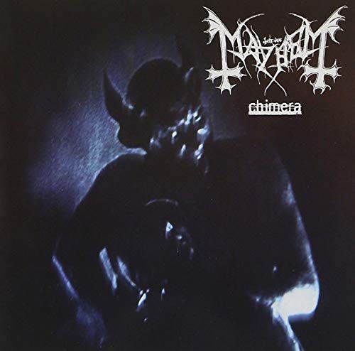 Vinyl record album cover with dark, gothic artwork and white text, partially revealing the record.