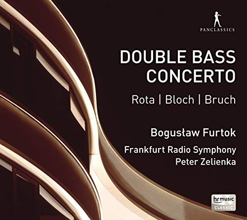 A CD cover with a double bass and white text on a dark background.