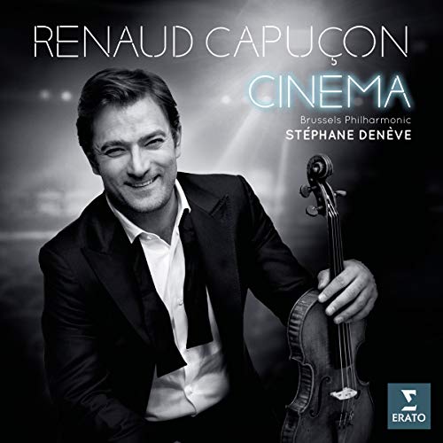 Black and white CD cover featuring a man holding a cello, with text overlay.