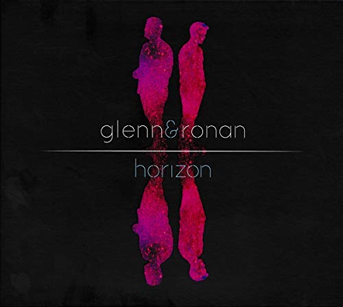 Album cover with pink silhouettes on black background, titled "Glenn & Ronan - Horizon".