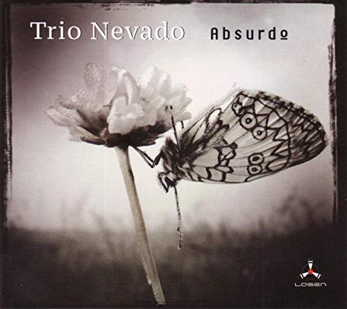"CD cover with a butterfly on a flower, black and white image."