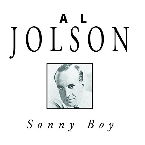 "Album cover with black and white photo of Al Jolson on a white background."