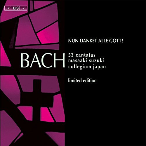 Black CD cover with pink abstract design and white text "Bach 53 cantatas".