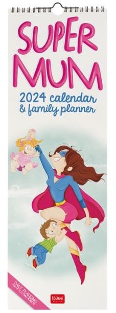 Legami - Wall Calendar 2024, 12 Months and Annual Planner 2025, Space for Notes and Notes, Number of the Week, Zodiac Signs and International Holidays, Single Cellophaning, 16x49cm