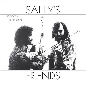 Album cover with two men playing violins in black and white.