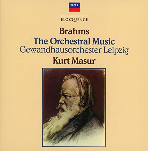 CD cover with portrait of Brahms, beige background, and blue and black text.