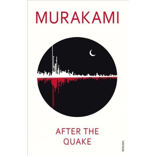 Book cover for "After the Quake" by Haruki Murakami, featuring a black circle with cityscape.