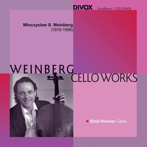 CD cover with a man holding a cello, purple and pink background.