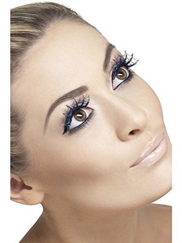 Smiffys Spiderwebs Eyelashes with Glitter - Blue