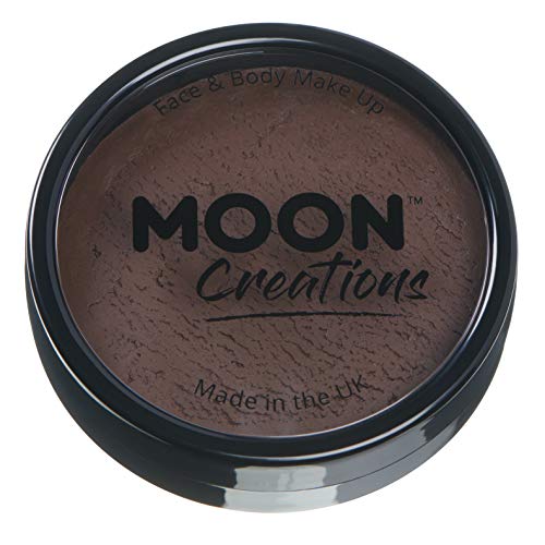 Pro Face & Body Paint Cake Pots by Moon Creations - Dark Brown - Professional Water Based Face Paint Makeup for Adults, Kids - 36g