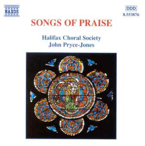 "CD cover with stained glass image and 'Songs of Praise' title."