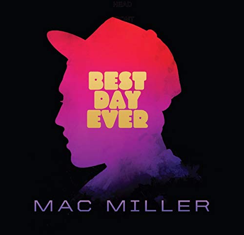"Album cover with a silhouette of a man's profile in red and purple gradient."