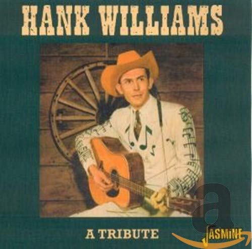 "CD cover with Hank Williams holding a guitar, green background, yellow text."