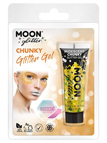 Smiffys Moon Glitter Iridescent Chunky Glitter Gel, Yell