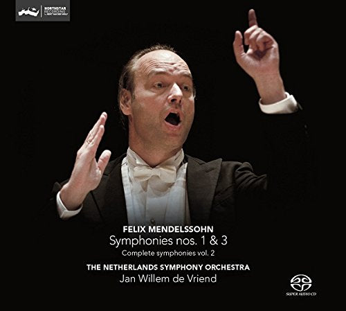 Conductor in tuxedo gestures against a black background with white text and logos.