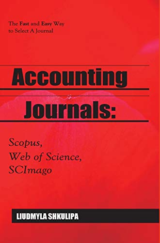 The image depicts a red book cover titled "Accounting Journals." Key visual characteristics include: - A red background - Black text with the title "Accounting Journals:" prominently displayed - Author's name, Liudmyla Shkulipa, at the bottom A concise alt text for this image could be: "Red book cover with 'Accounting Journals' title."