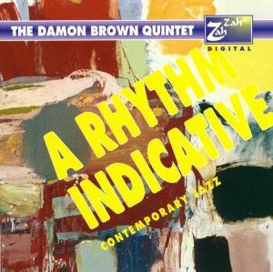 "Album cover with abstract painting and yellow text 'A Rhythmic Indicative' on a multicolored background."