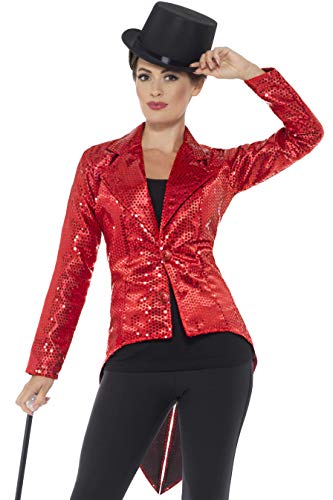 Smiffys 46958S Red Ladies Sequin Tailcoat Jacket