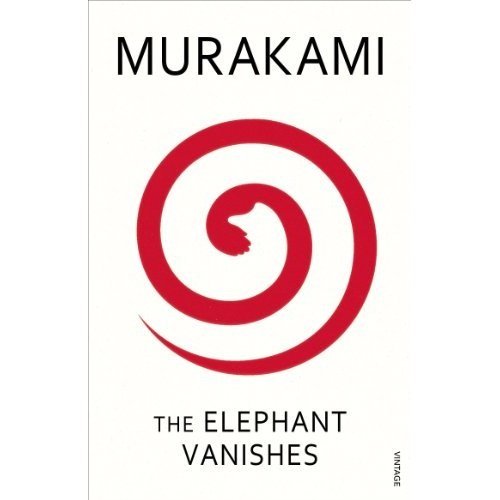 "Book cover of 'The Elephant Vanishes' by Haruki Murakami, featuring a red spiral with elephant."