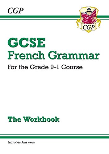 A white workbook cover with green text and a crest logo at the top right corner.